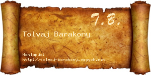 Tolvaj Barakony névjegykártya